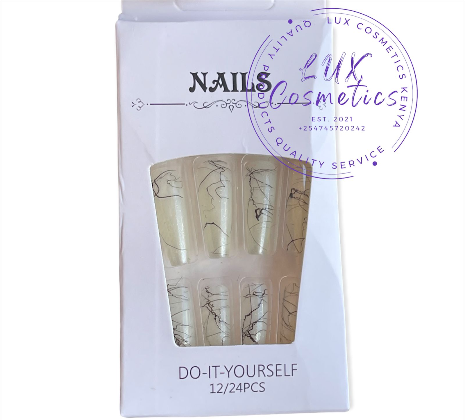 24 pcs Pattern Long Luxury Press On Ballerina Coffin Nails Acrylic Stickons + Application Glue (1 Pack) Long Luxury Press On Ballerina Coffin Nails Acrylic Stickons Pressons False Faux Manicure Nails