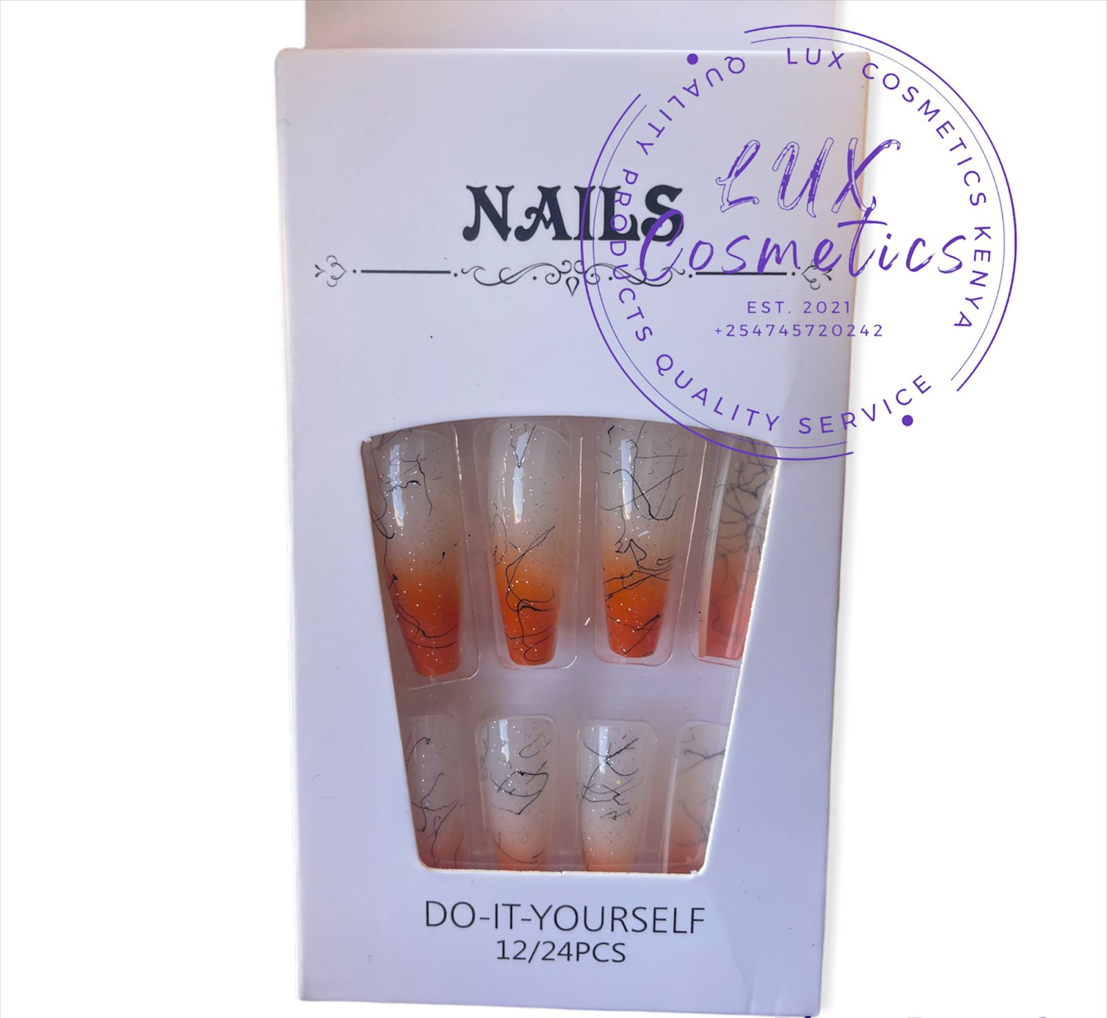 24 pcs Pattern Long Luxury Press On Ballerina Coffin Nails Acrylic Stickons + Application Glue (1 Pack) Long Luxury Press On Ballerina Coffin Nails Acrylic Stickons Pressons False Faux Manicure Nails