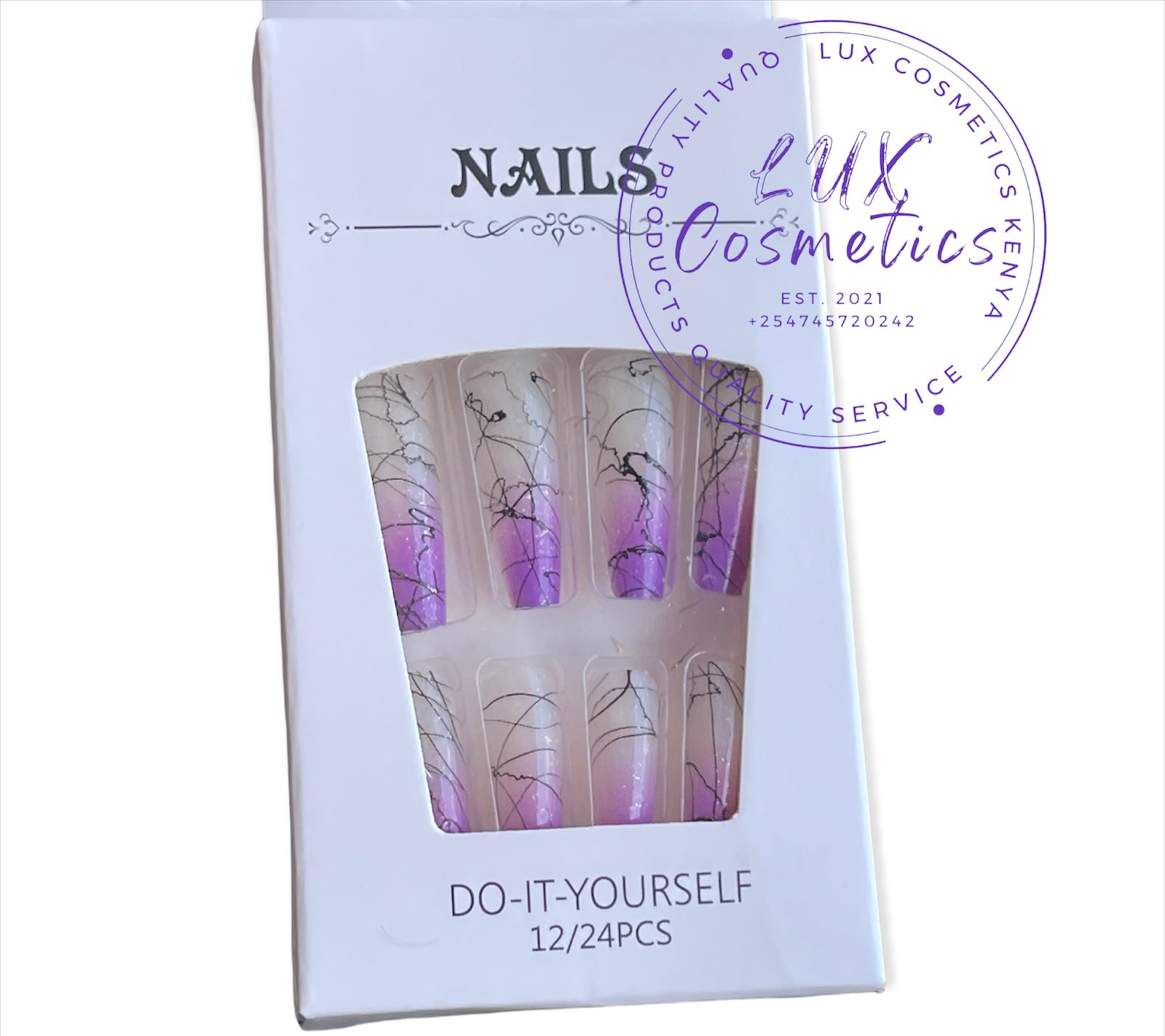 24 pcs Pattern Long Luxury Press On Ballerina Coffin Nails Acrylic Stickons + Application Glue (1 Pack) Long Luxury Press On Ballerina Coffin Nails Acrylic Stickons Pressons False Faux Manicure Nails