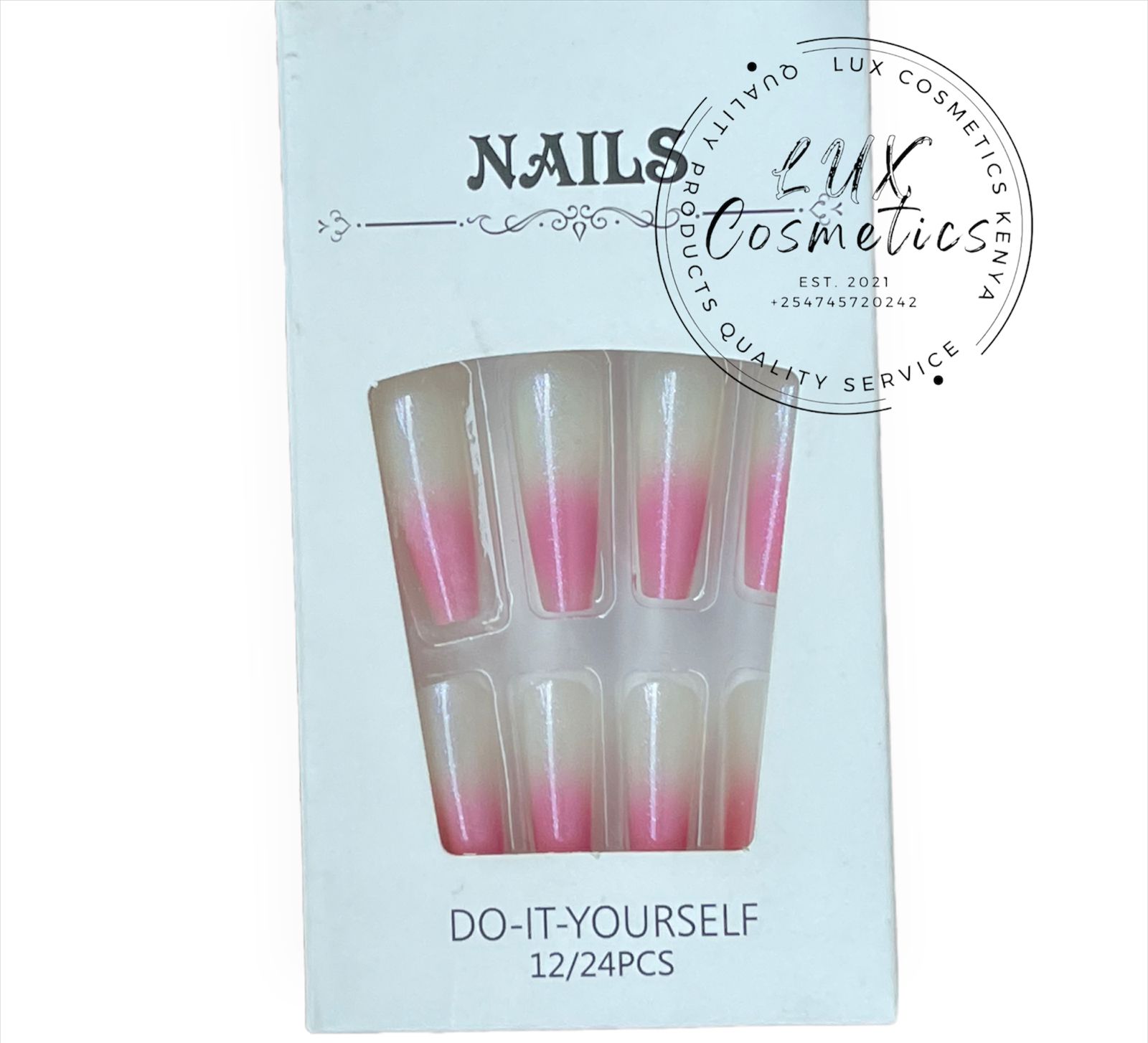 24 pcs Ombre Long Luxury Press On Ballerina Coffin Nails Acrylic Stickons + Application Glue (1 Pack) Long Luxury Press On Ballerina Coffin Nails Acrylic Stickons Pressons False Faux Manicure Nails