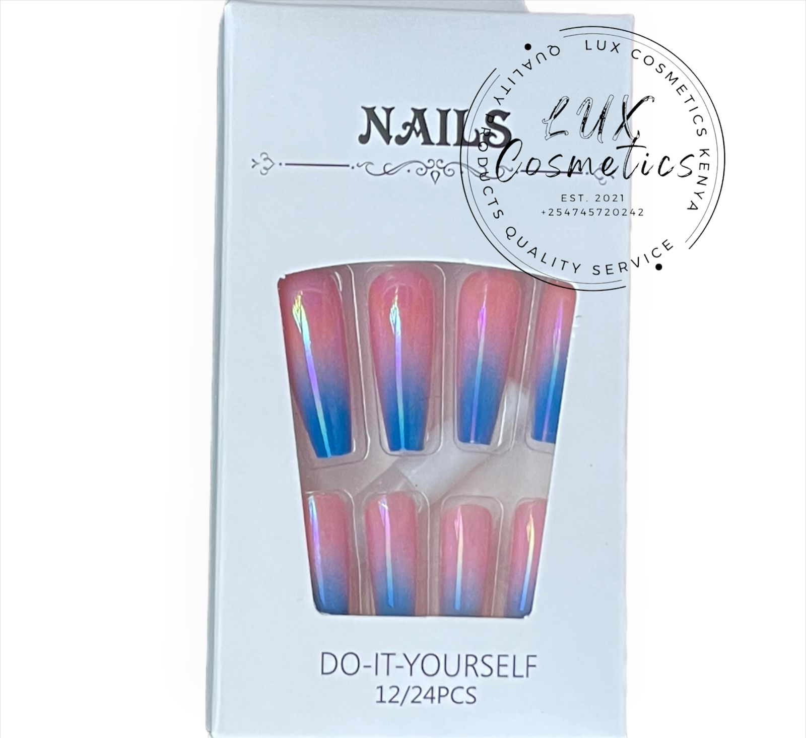 24 pcs Ombre Long Luxury Press On Ballerina Coffin Nails Acrylic Stickons + Application Glue (1 Pack) Long Luxury Press On Ballerina Coffin Nails Acrylic Stickons Pressons False Faux Manicure Nails