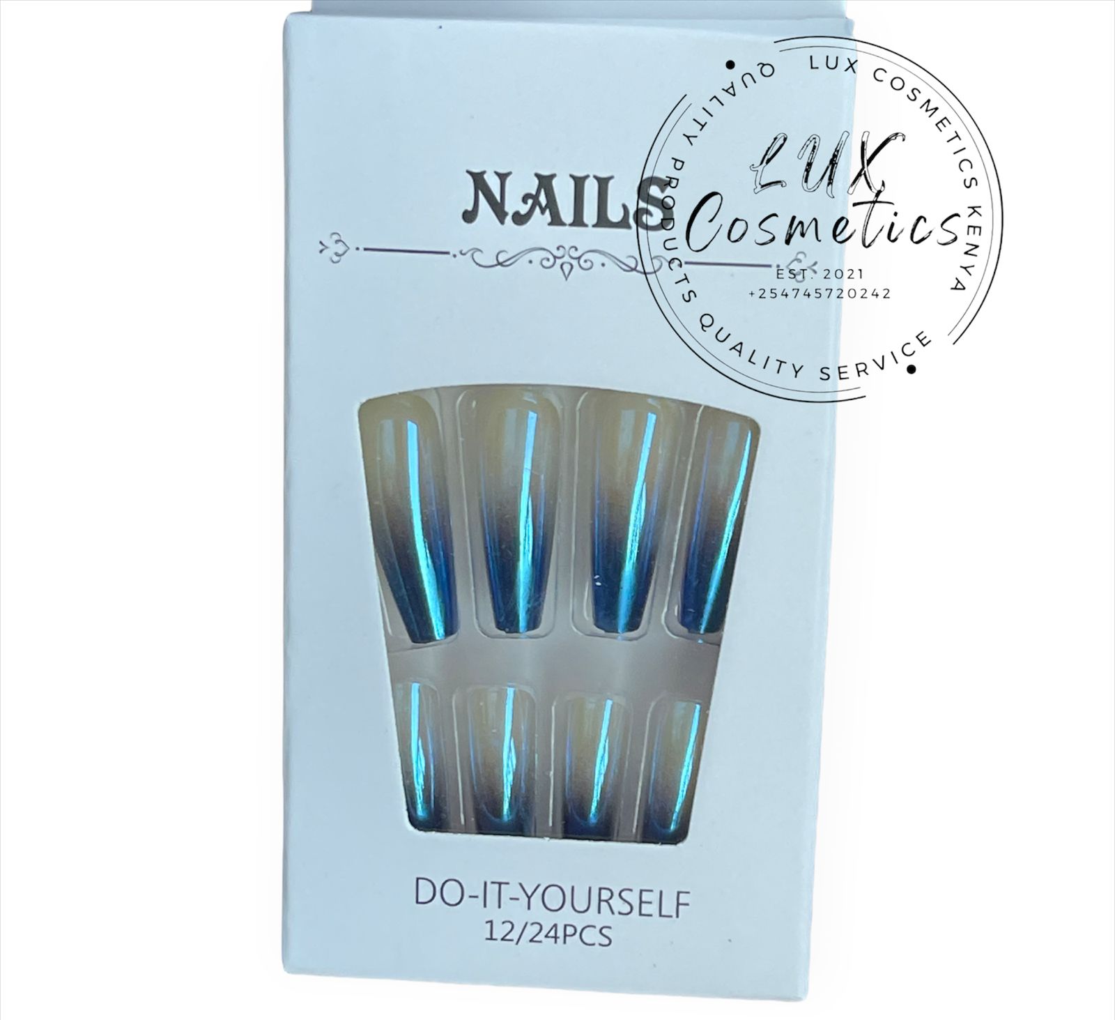 24 pcs Ombre Long Luxury Press On Ballerina Coffin Nails Acrylic Stickons + Application Glue (1 Pack) Long Luxury Press On Ballerina Coffin Nails Acrylic Stickons Pressons False Faux Manicure Nails