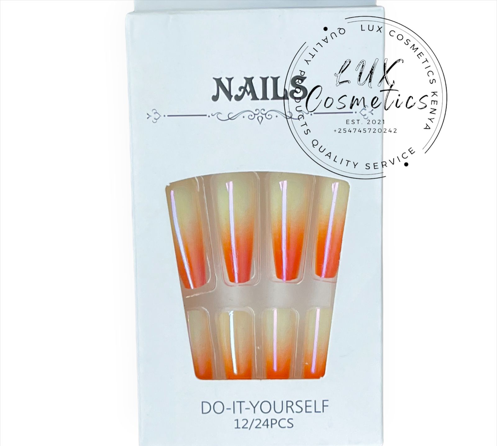 24 pcs Ombre Long Luxury Press On Ballerina Coffin Nails Acrylic Stickons + Application Glue (1 Pack) Long Luxury Press On Ballerina Coffin Nails Acrylic Stickons Pressons False Faux Manicure Nails