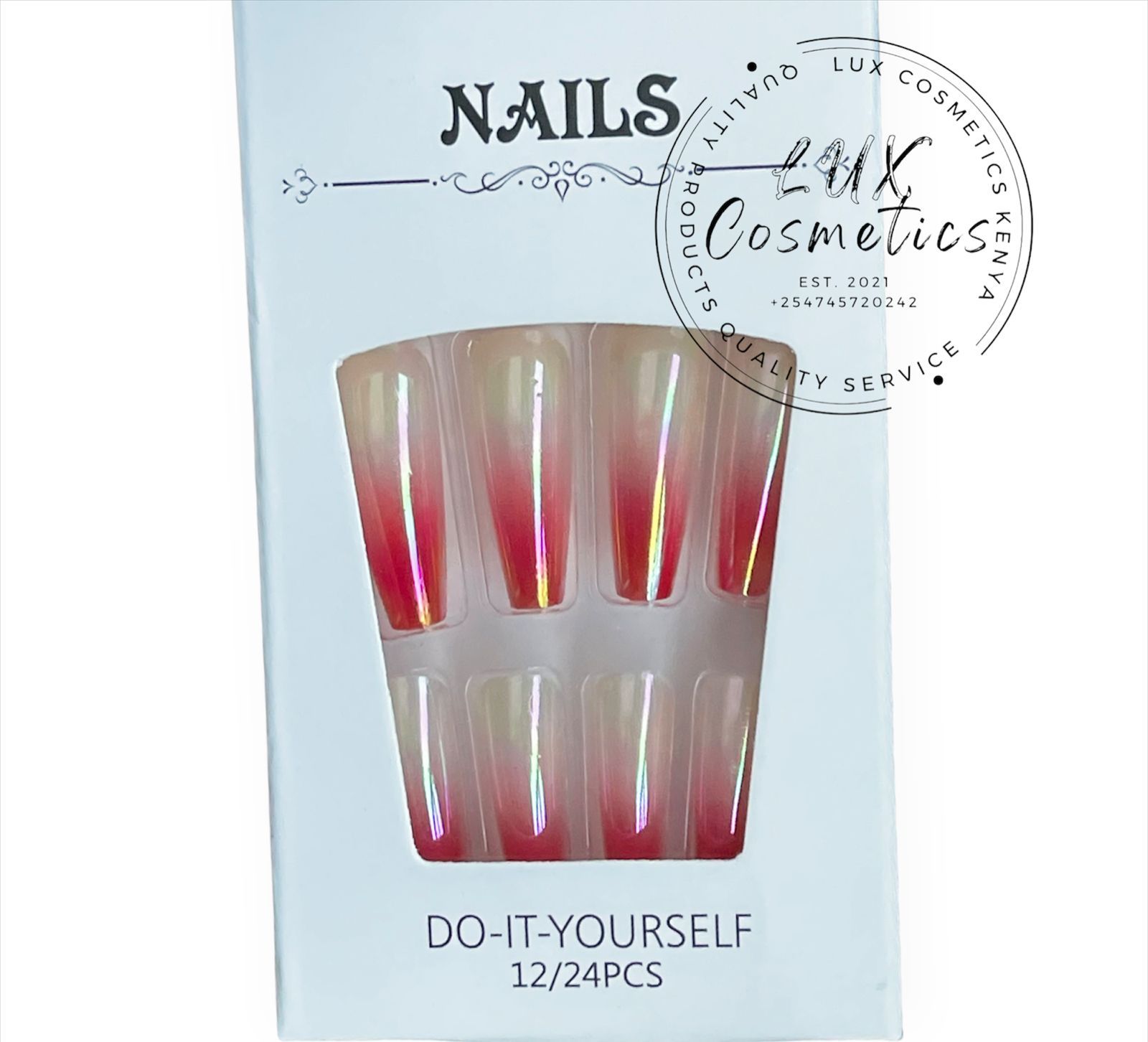 24 pcs Ombre Long Luxury Press On Ballerina Coffin Nails Acrylic Stickons + Application Glue (1 Pack) Long Luxury Press On Ballerina Coffin Nails Acrylic Stickons Pressons False Faux Manicure Nails