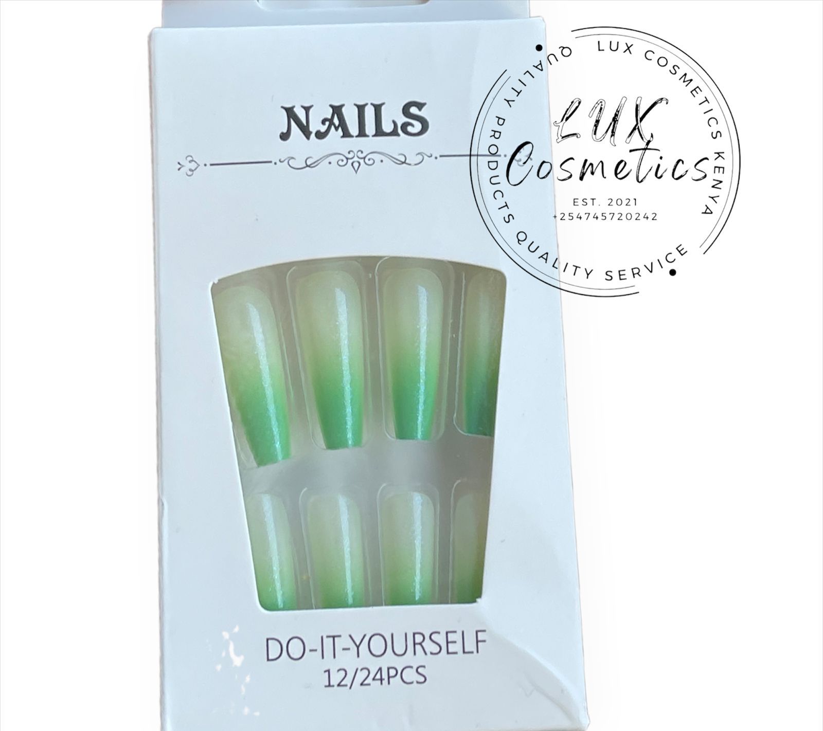 24 pcs Ombre Long Luxury Press On Ballerina Coffin Nails Acrylic Stickons + Application Glue (1 Pack) Long Luxury Press On Ballerina Coffin Nails Acrylic Stickons Pressons False Faux Manicure Nails