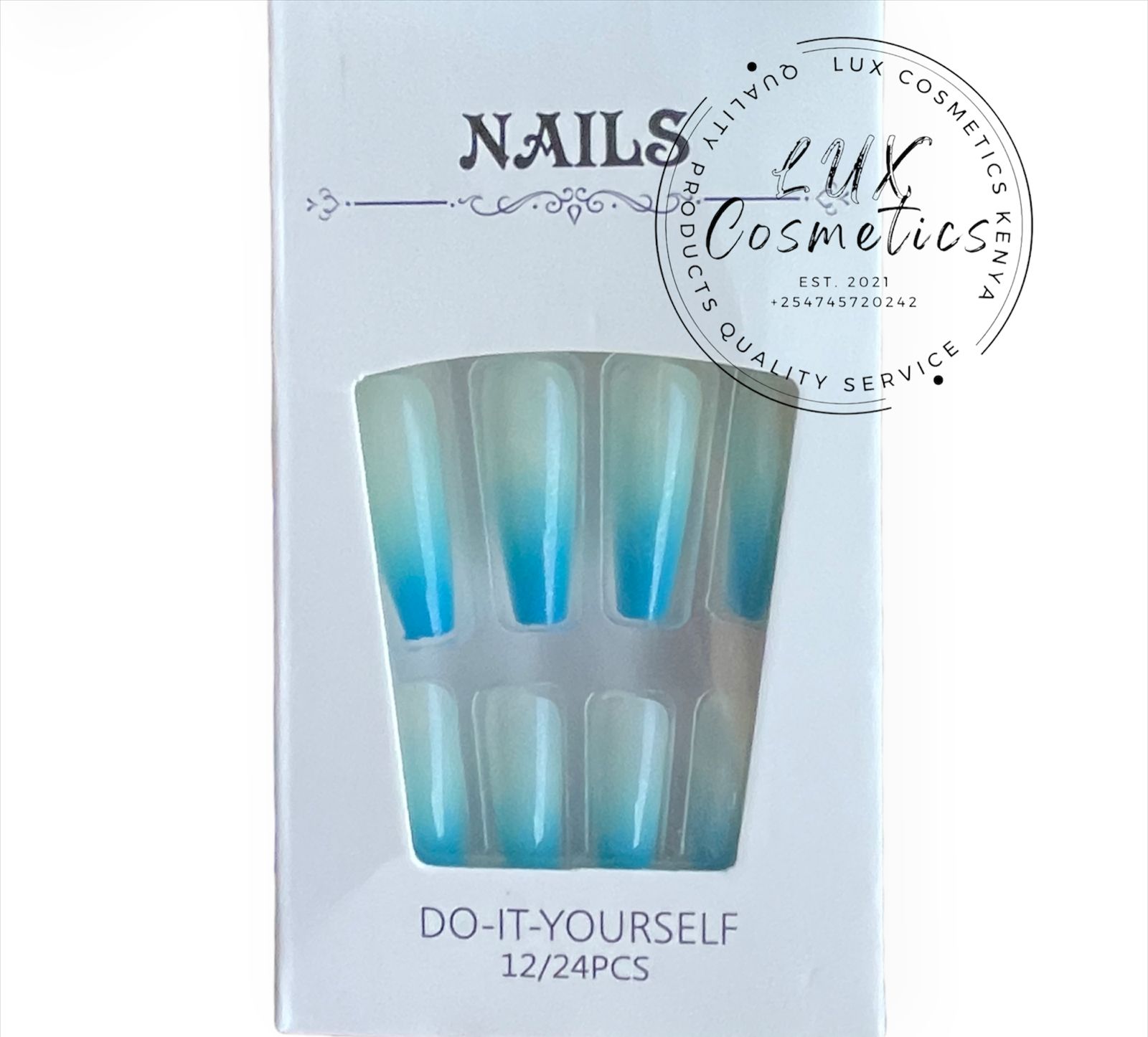 24 pcs Ombre Long Luxury Press On Ballerina Coffin Nails Acrylic Stickons + Application Glue (1 Pack) Long Luxury Press On Ballerina Coffin Nails Acrylic Stickons Pressons False Faux Manicure Nails