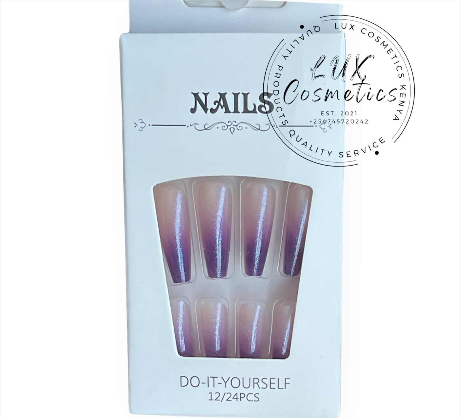 24 pcs Ombre Long Luxury Press On Ballerina Coffin Nails Acrylic Stickons + Application Glue (1 Pack) Long Luxury Press On Ballerina Coffin Nails Acrylic Stickons Pressons False Faux Manicure Nails