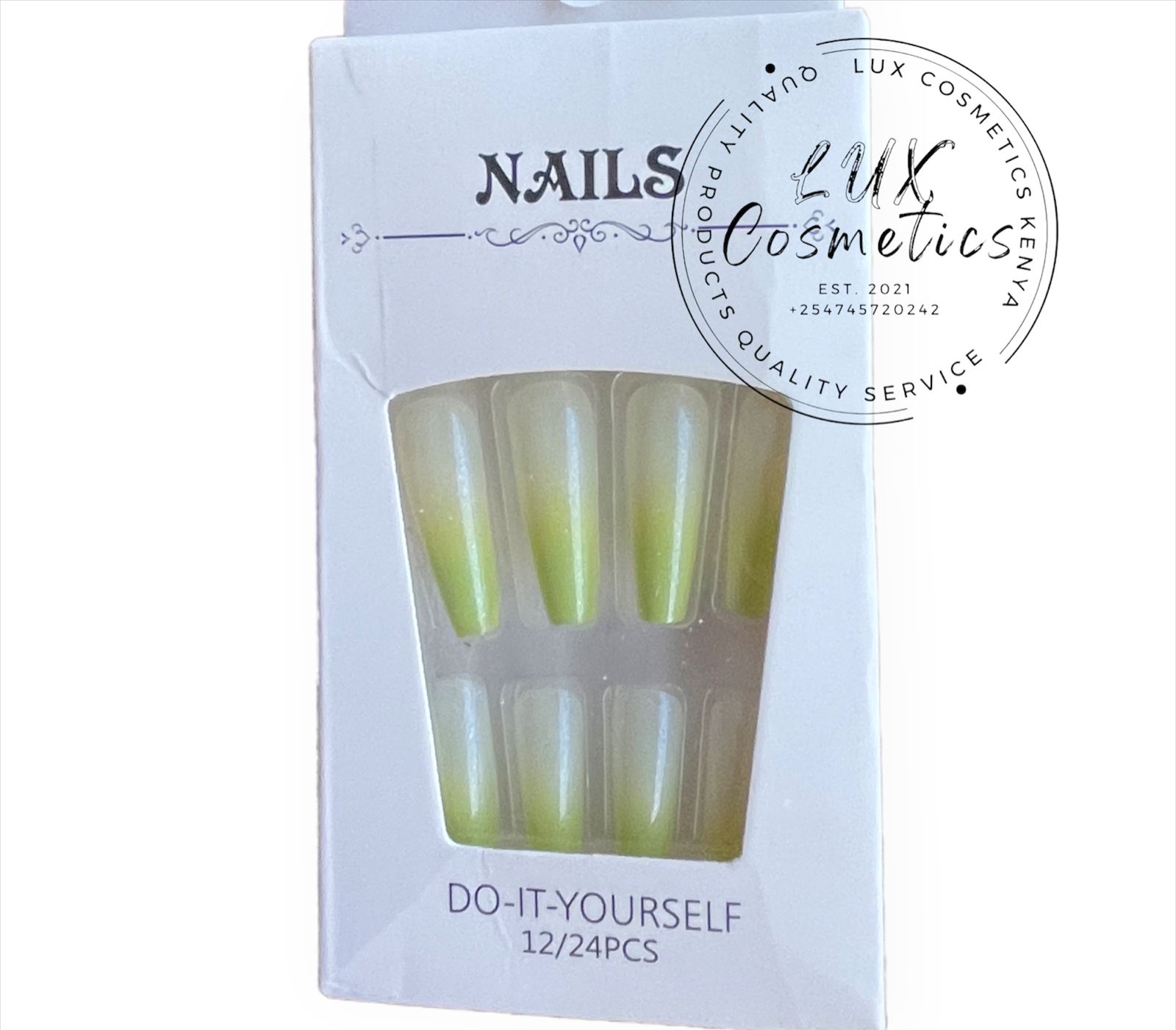 24 pcs Ombre Long Luxury Press On Ballerina Coffin Nails Acrylic Stickons + Application Glue (1 Pack) Long Luxury Press On Ballerina Coffin Nails Acrylic Stickons Pressons False Faux Manicure Nails