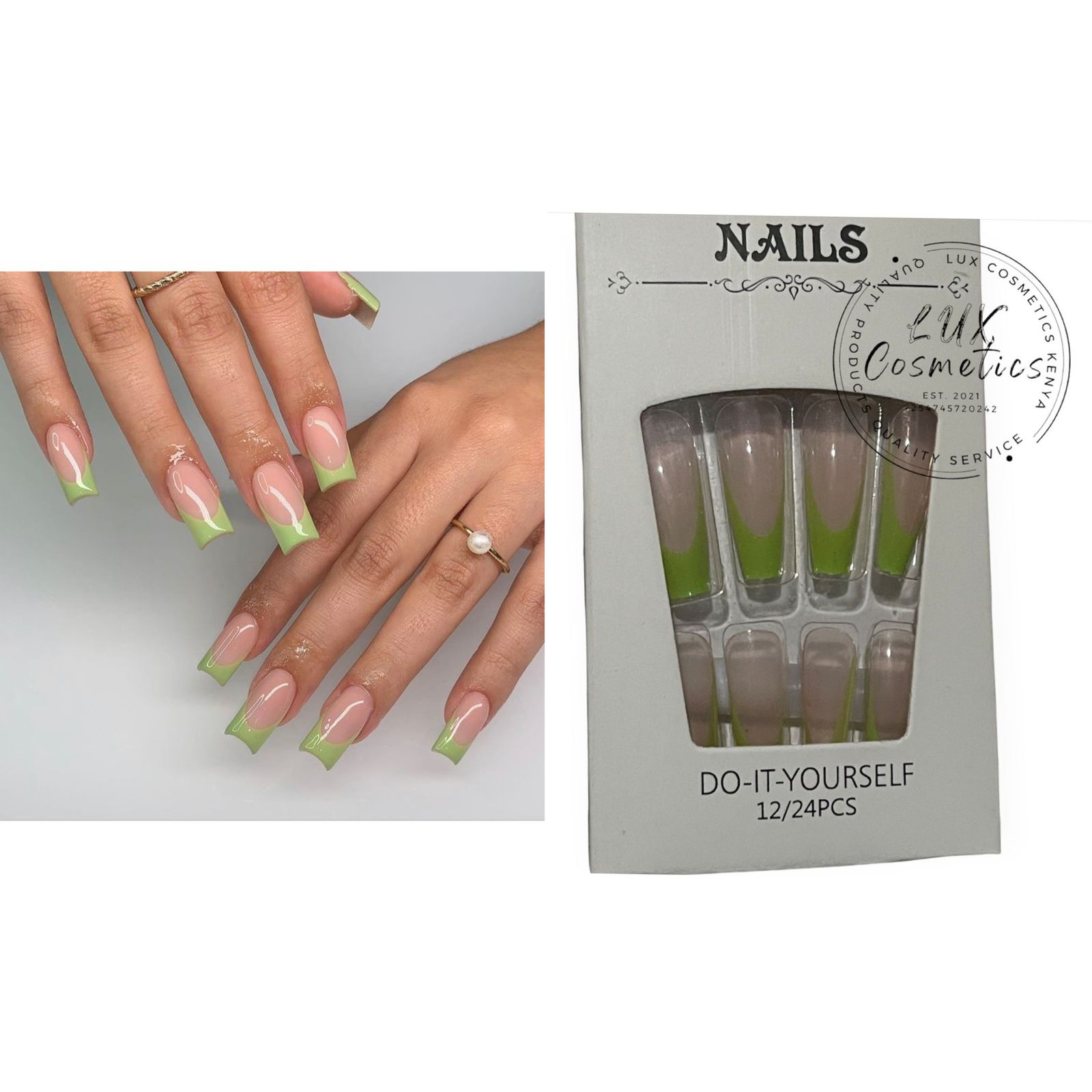 24 pcs Ombre Long Luxury Press On Ballerina Coffin Nails Acrylic Stickons + Application Glue (1 Pack) Long Luxury Press On Ballerina Coffin Nails Acrylic Stickons Pressons False Faux Manicure Nails