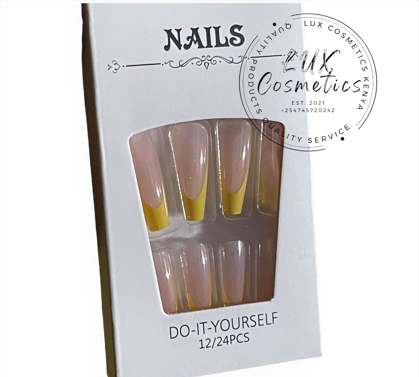 24 pcs French Ombre Long Luxury Press On Ballerina Coffin Nails Acrylic Stickons + Application Glue (1 Pack) Long Luxury Press On Coffin Nails Acrylic Stickons Pressons False Faux Manicure Nails view 3