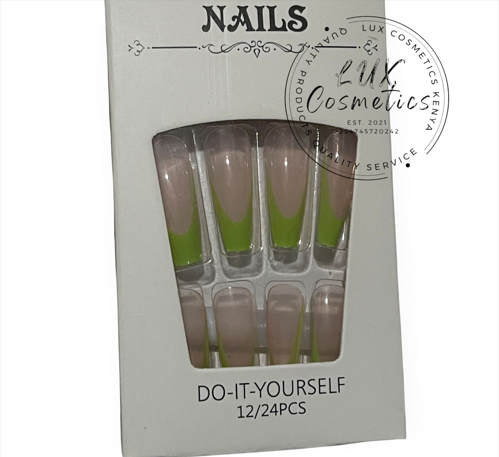 24 pcs French Ombre Long Luxury Press On Ballerina Coffin Nails Acrylic Stickons + Application Glue (1 Pack) Long Luxury Press On Coffin Nails Acrylic Stickons Pressons False Faux Manicure Nails view 2
