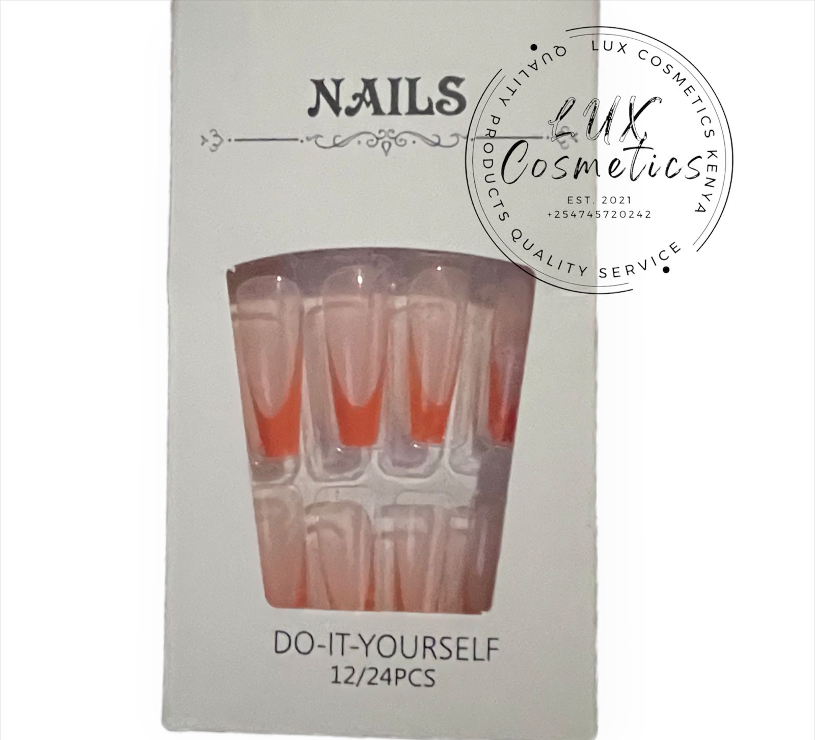 24 pcs French Ombre Long Luxury Press On Ballerina Coffin Nails Acrylic Stickons + Application Glue (1 Pack) Long Luxury Press On Coffin Nails Acrylic Stickons Pressons False Faux Manicure Nails view 5