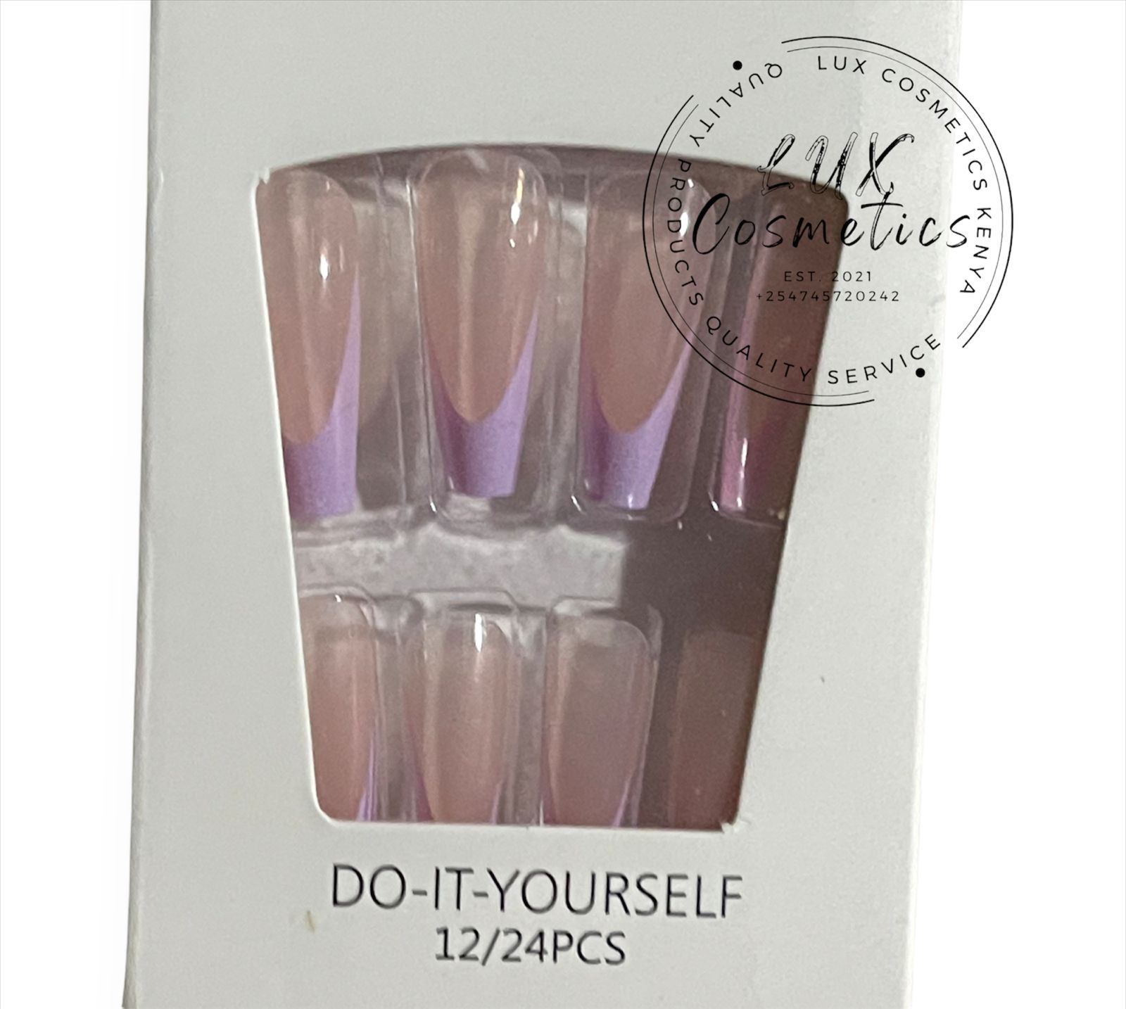 24 pcs French Ombre Long Luxury Press On Ballerina Coffin Nails Acrylic Stickons + Application Glue (1 Pack) Long Luxury Press On Coffin Nails Acrylic Stickons Pressons False Faux Manicure Nails view 6