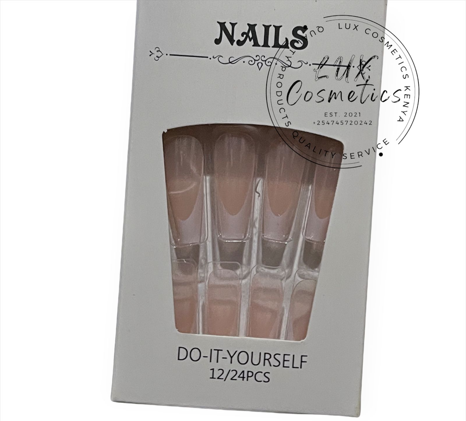 24 pcs French Ombre Long Luxury Press On Ballerina Coffin Nails Acrylic Stickons + Application Glue (1 Pack) Long Luxury Press On Coffin Nails Acrylic Stickons Pressons False Faux Manicure Nails view 7