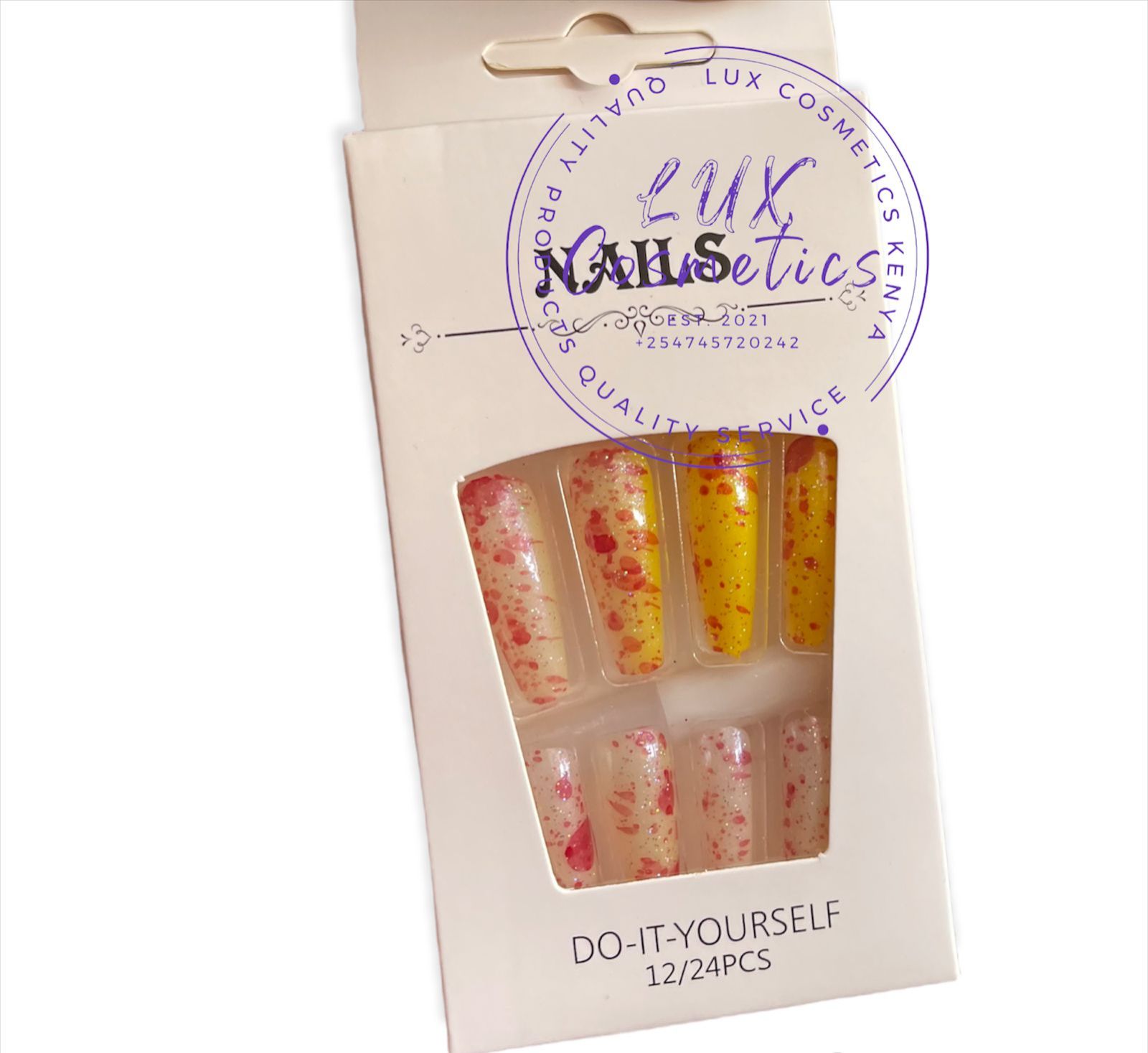24 pcs Floral Long Luxury Press On Ballerina Coffin Nails Acrylic Stickons + Application Glue (1 Pack) Long Luxury Press On Ballerina Coffin Nails Acrylic Stickons Pressons False Faux Manicure Nails