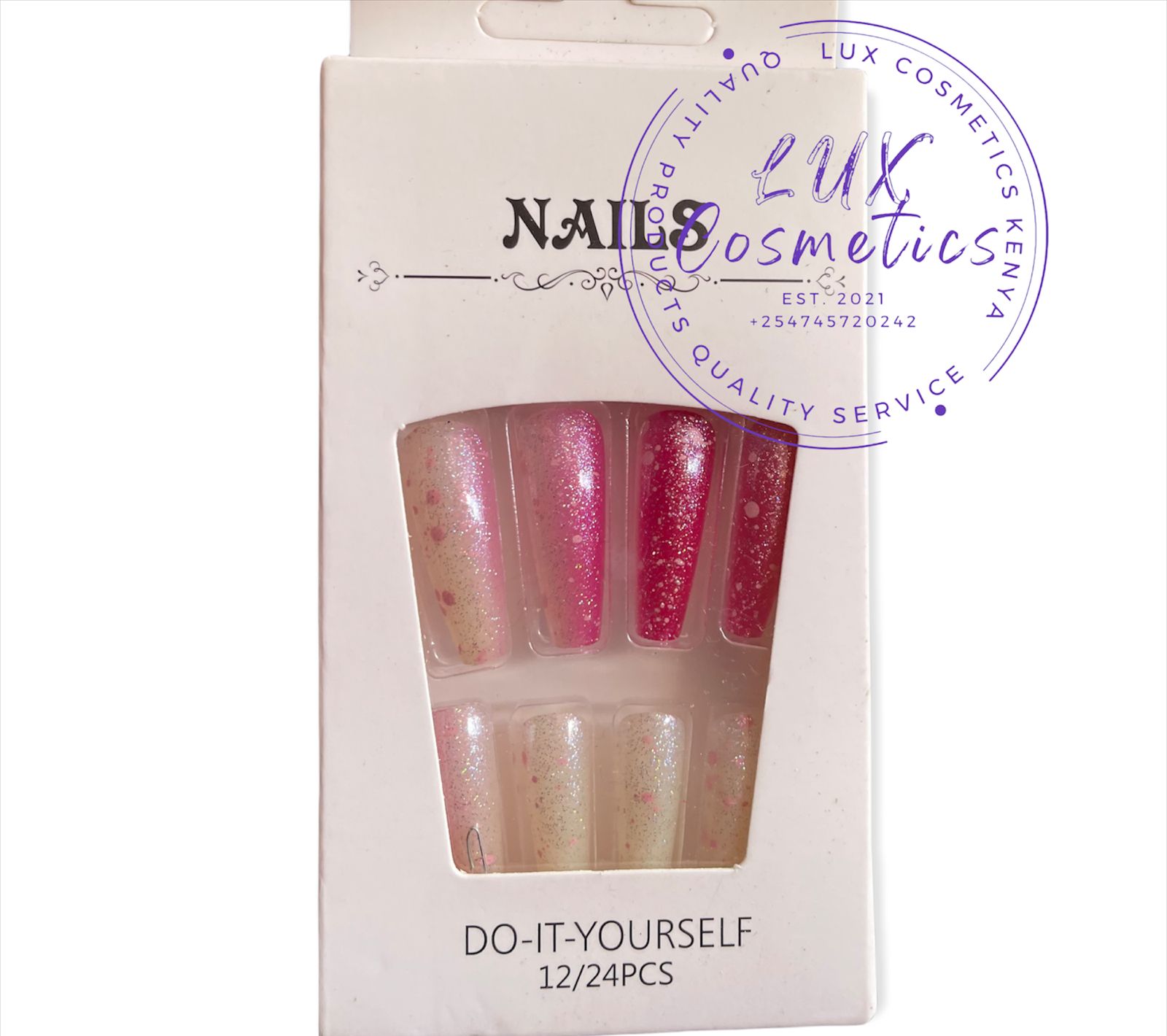 24 pcs Floral Long Luxury Press On Ballerina Coffin Nails Acrylic Stickons + Application Glue (1 Pack) Long Luxury Press On Ballerina Coffin Nails Acrylic Stickons Pressons False Faux Manicure Nails