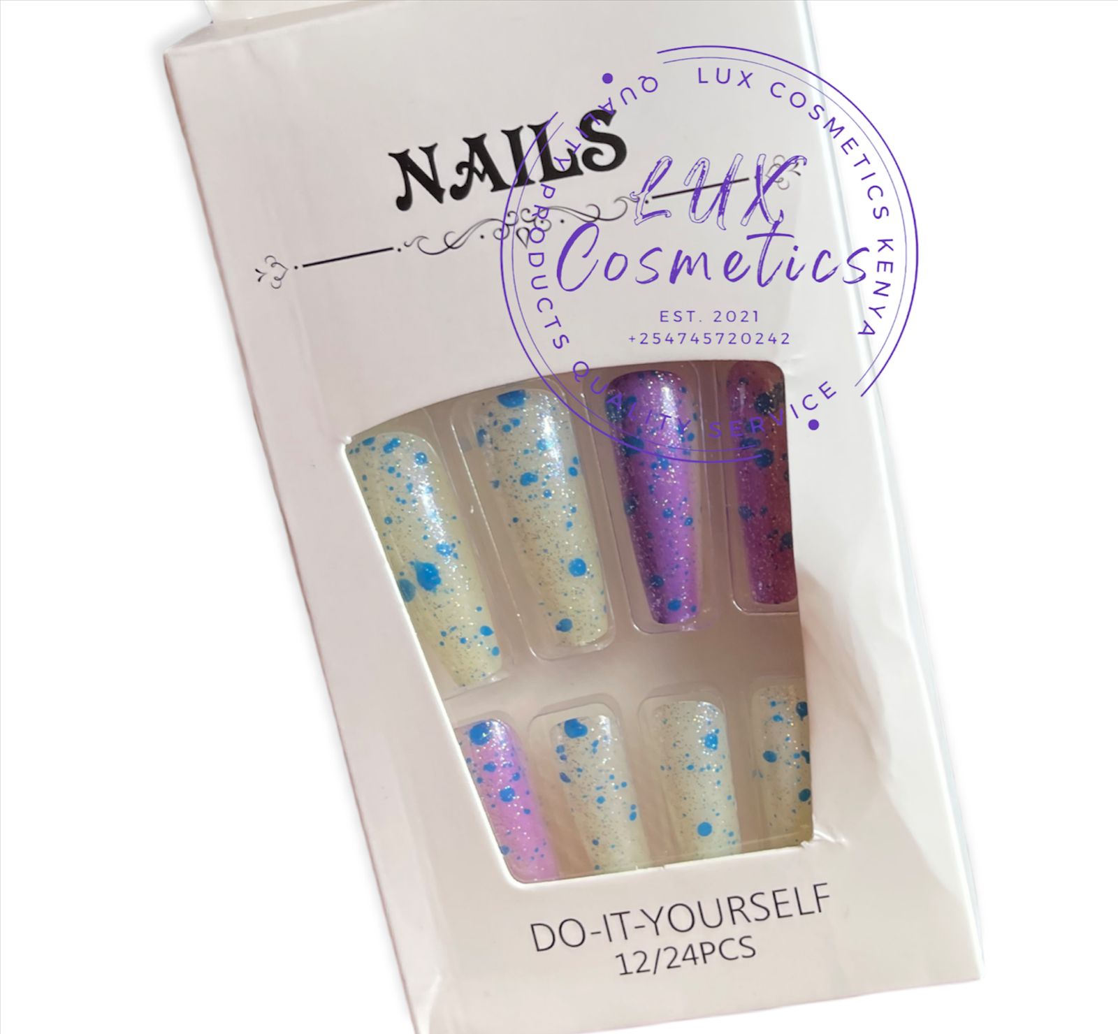 24 pcs Floral Long Luxury Press On Ballerina Coffin Nails Acrylic Stickons + Application Glue (1 Pack) Long Luxury Press On Ballerina Coffin Nails Acrylic Stickons Pressons False Faux Manicure Nails