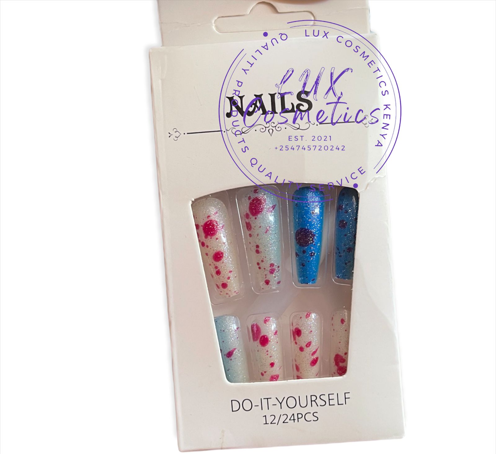 24 pcs Floral Long Luxury Press On Ballerina Coffin Nails Acrylic Stickons + Application Glue (1 Pack) Long Luxury Press On Ballerina Coffin Nails Acrylic Stickons Pressons False Faux Manicure Nails