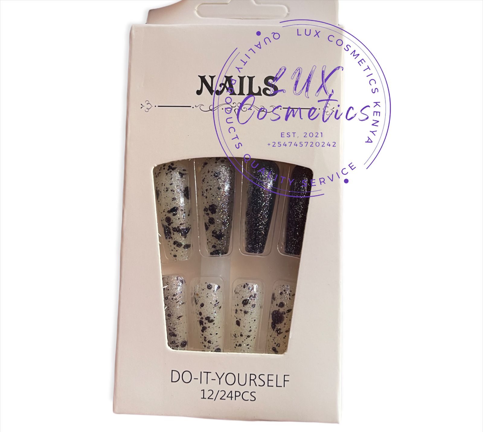 24 pcs Floral Long Luxury Press On Ballerina Coffin Nails Acrylic Stickons + Application Glue (1 Pack) Long Luxury Press On Ballerina Coffin Nails Acrylic Stickons Pressons False Faux Manicure Nails