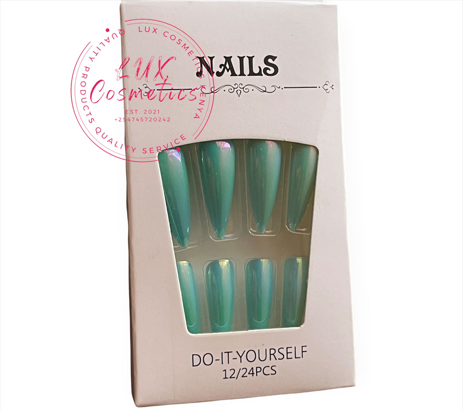 24 pcs Stiletto Long Luxury Press On New Age Cool Nails Acrylic Stickons + Application Glue (1 Pack) Long Luxury Press On Ballerina Coffin Nails Acrylic Stickons Pressons False Faux Manicure Nails