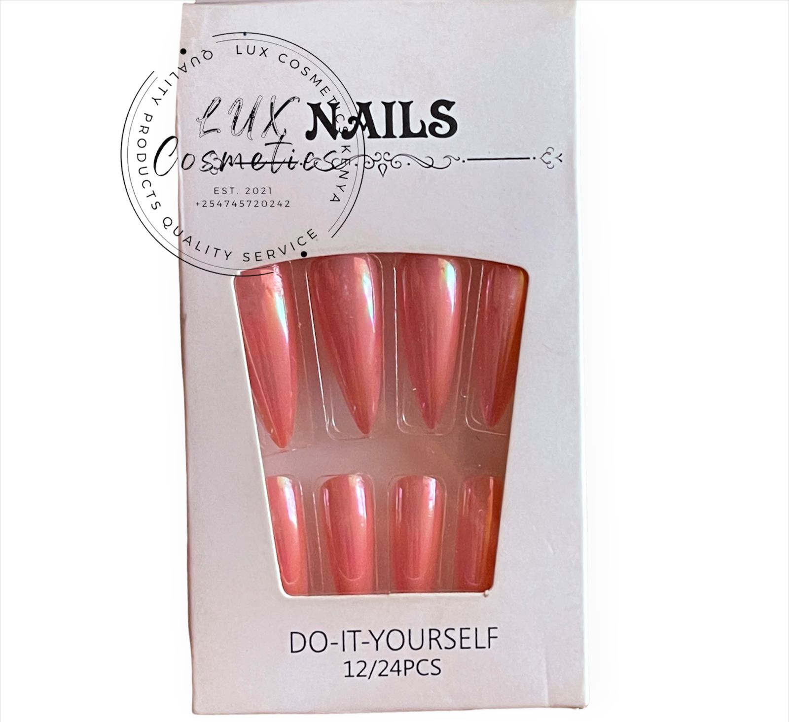 24 pcs Stiletto Long Luxury Press On New Age Cool Nails Acrylic Stickons + Application Glue (1 Pack) Long Luxury Press On Ballerina Coffin Nails Acrylic Stickons Pressons False Faux Manicure Nails