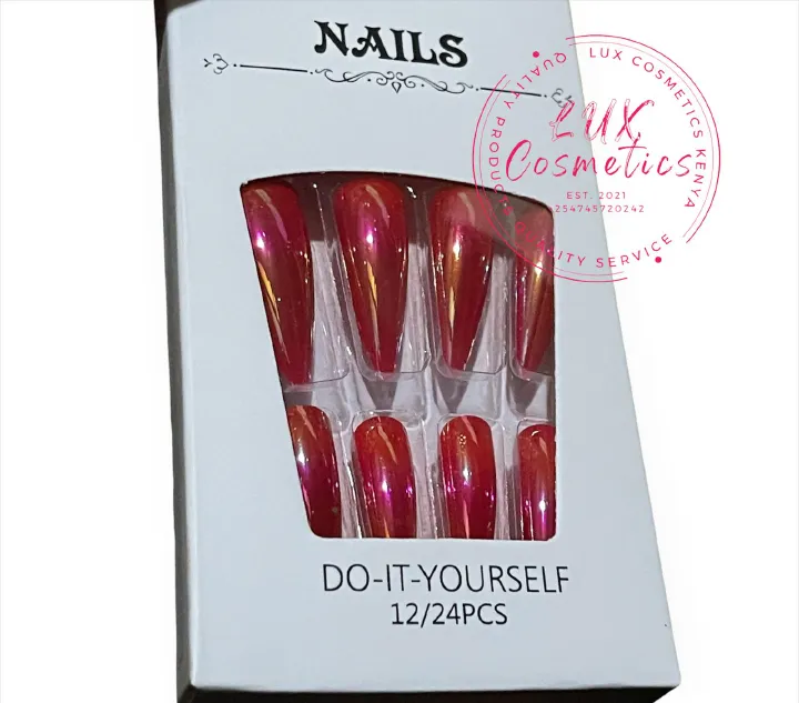 24 pcs Stiletto Long Luxury Press On New Age Cool Nails Acrylic Stickons + Application Glue (1 Pack) Long Luxury Press On Ballerina Coffin Nails Acrylic Stickons Pressons False Faux Manicure Nails