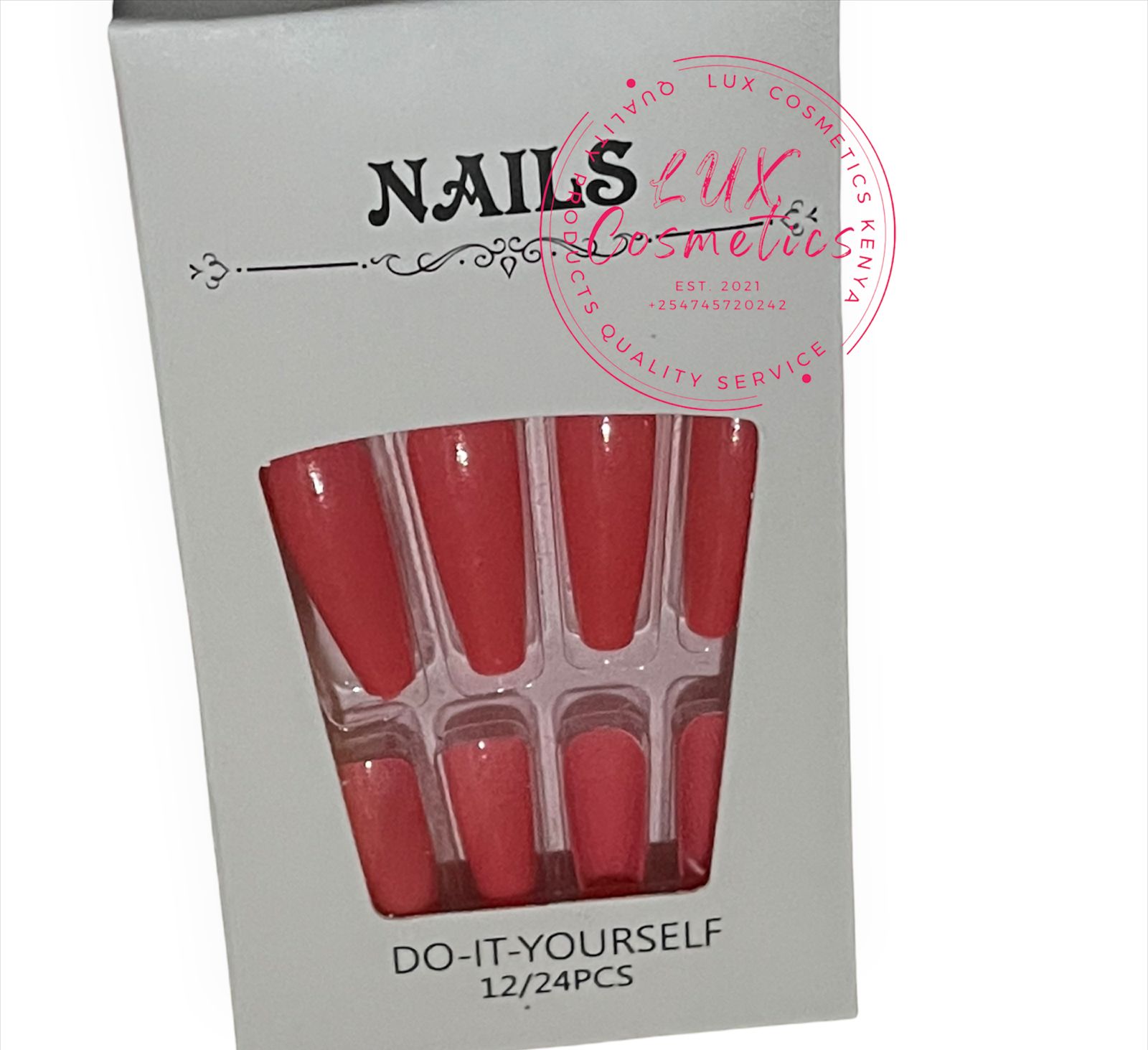 24 pcs Coffin Shape Long Luxury Press On New Age Cool Nails Acrylic Stickons + Application Glue (1 Pack) Long Luxury Press On Ballerina Coffin Nails Acrylic Stickons Pressons False Faux Manicure Nails