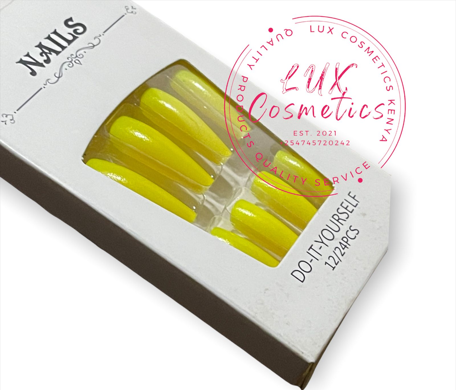 24 pcs Coffin Shape Long Luxury Press On New Age Cool Nails Acrylic Stickons + Application Glue (1 Pack) Long Luxury Press On Ballerina Coffin Nails Acrylic Stickons Pressons False Faux Manicure Nails