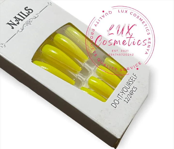 24 pcs Coffin Shape Long Luxury Press On New Age Cool Nails Acrylic Stickons + Application Glue (1 Pack) Long Luxury Press On Ballerina Coffin Nails Acrylic Stickons Pressons False Faux Manicure Nails