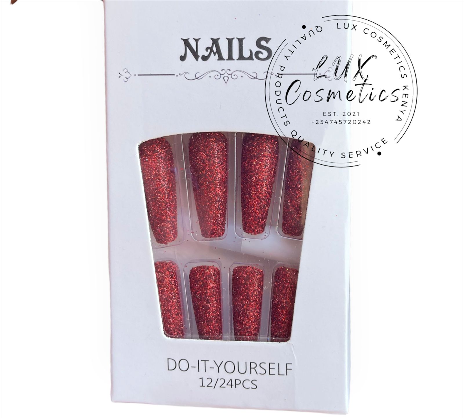 24 pcs Glitters Long Luxury Press On New Age Cool Nails Acrylic Stickons + Application Glue (1 Pack) Long Luxury Press On Ballerina Coffin Nails Acrylic Stickons Pressons False Faux Manicure Nails
