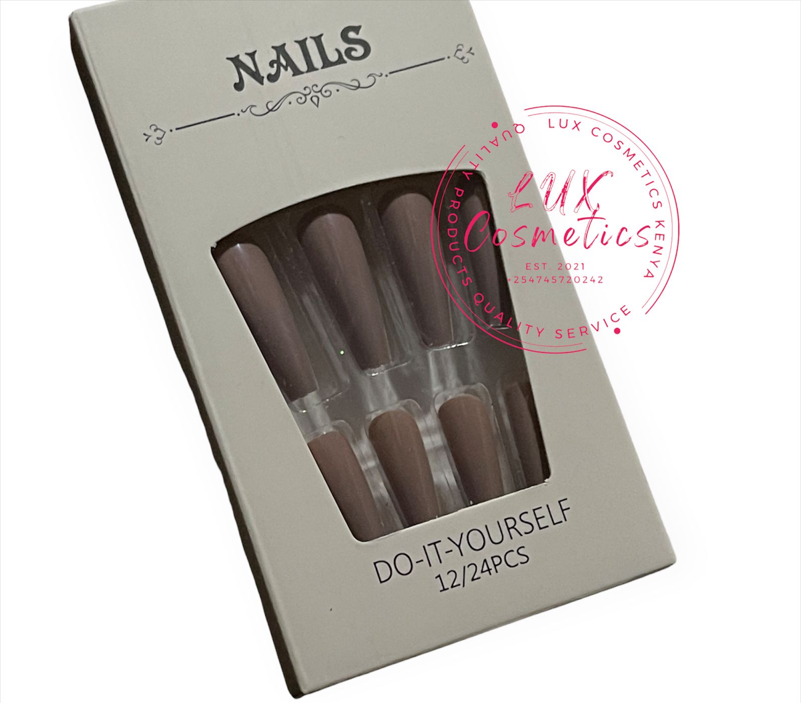 24 pcs Coffin Shape Long Luxury Press On New Age Cool Nails Acrylic Stickons + Application Glue (1 Pack) Long Luxury Press On Ballerina Coffin Nails Acrylic Stickons Pressons False Faux Manicure Nails