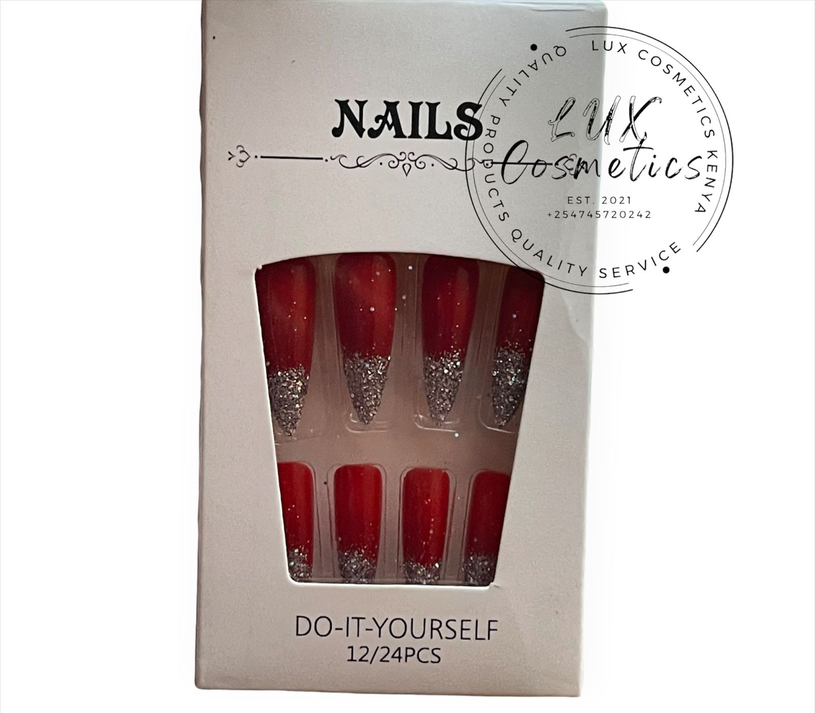 24 pcs Ombre Glitter Long Luxury Press On New Age Cool Nails Acrylic Stickons + Application Glue (1 Pack) Long Luxury PressOn Ballerina Coffin Nails Acrylic Stickons Pressons False Faux Manicure Nails