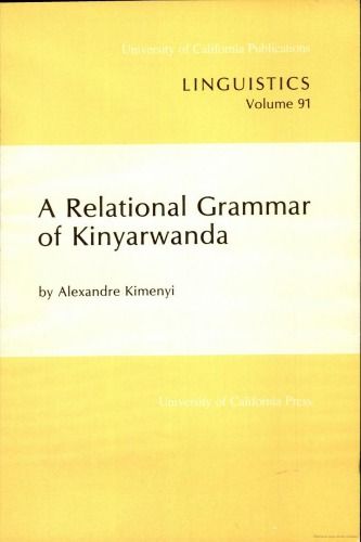 A Relational Grammar of Kinyarwanda Book By Alexandre Kimenyi"