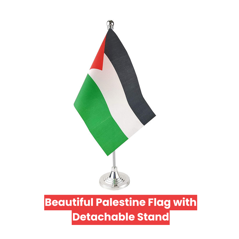 Detachable Palestine Flag With Stand And Base – Table Top – Size: 4 inch X 6 inch (10 cm X 15cm)