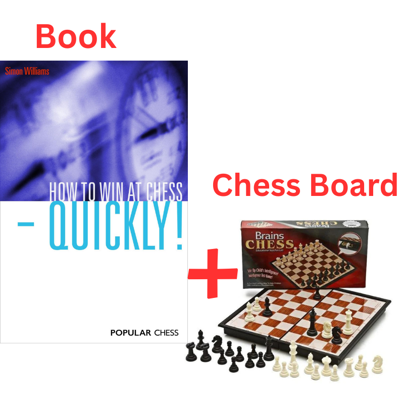 "How to Win at Chess – Quickly!" Book By Simon Williams + Chess Board
