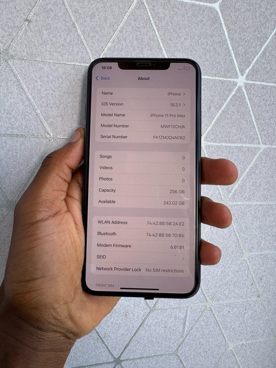 APPLE IPHONE 11 PRO MAX  NEW 100% ROM 256 GB | 6.5" SUPER RETINA XDR DISPLAY | A13 BIONIC CHIP | TRIPLE 12MP CAMERAS WITH NIGHT MODE | LONG-LASTING BATTERY | FAST CHARGING All Original CONDITION