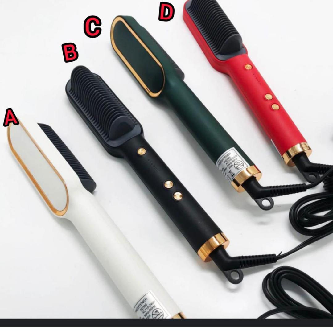 *Electric hair straightener comb*
✅ Features....brow dryer and hair curling iron rotating brush
✅Usage.....hairdryer, hairstyling 
✅ Voltage....240 volts
✅ Heating element..... ceramic