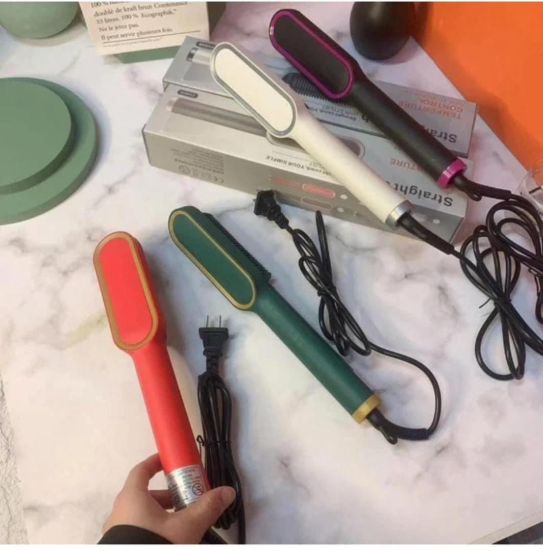 *Electric hair straightener comb*
✅ Features....brow dryer and hair curling iron rotating brush
✅Usage.....hairdryer, hairstyling 
✅ Voltage....240 volts
✅ Heating element..... ceramic