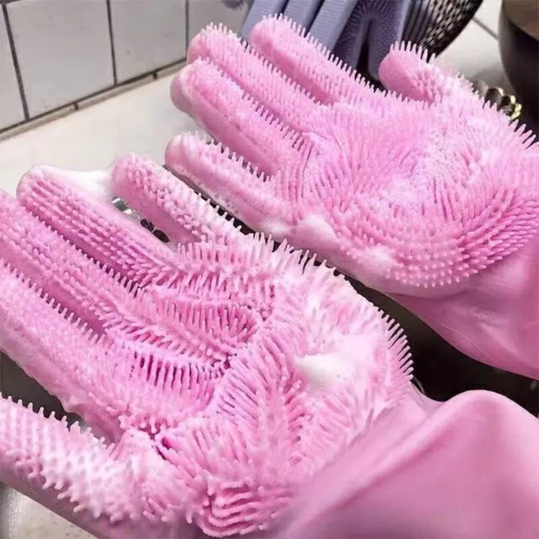 Dishwashing Cleaning Gloves Silicone Rubber Sponge Glove Household Scrubber Kitchen Clean Tools Dropshipping Kitchen