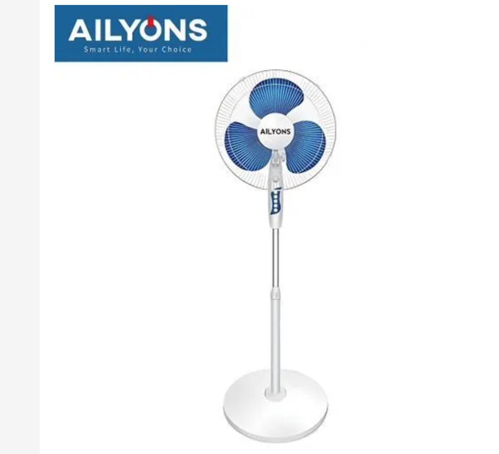 AILYONS 16 Inch Floor Standing Fan  Powerful Oscillating Floor Fan with Adjustable Height, 3-Speed Settings, Energy-Efficient Motor, Quiet Operation for Home, Office, and Bedroom Cooling