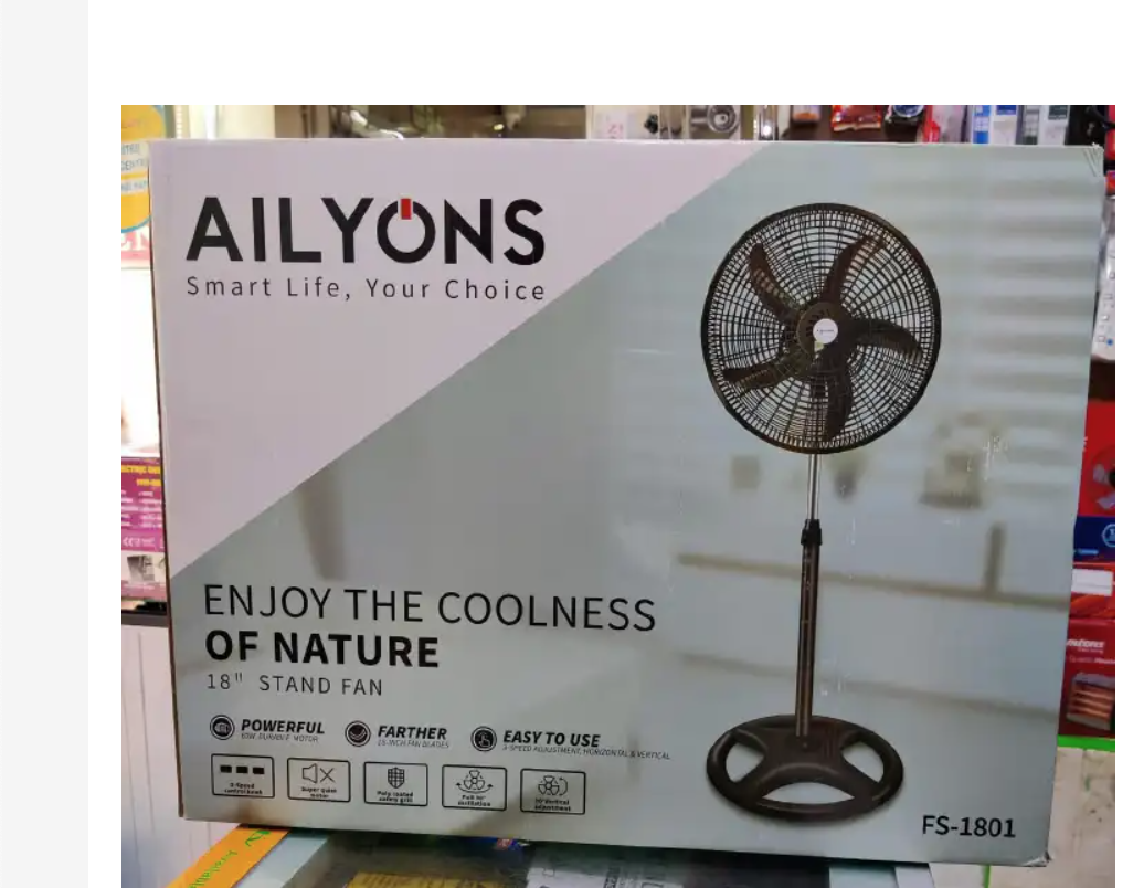 AILYONS Fans 18-inch Cooling Fan With Stand, 5 Speed Control, Super Quiet Motor & Poly Coated Safety Grill Fans Cooling.☀️designed to last long with its sturdy design and long life motor. High effic