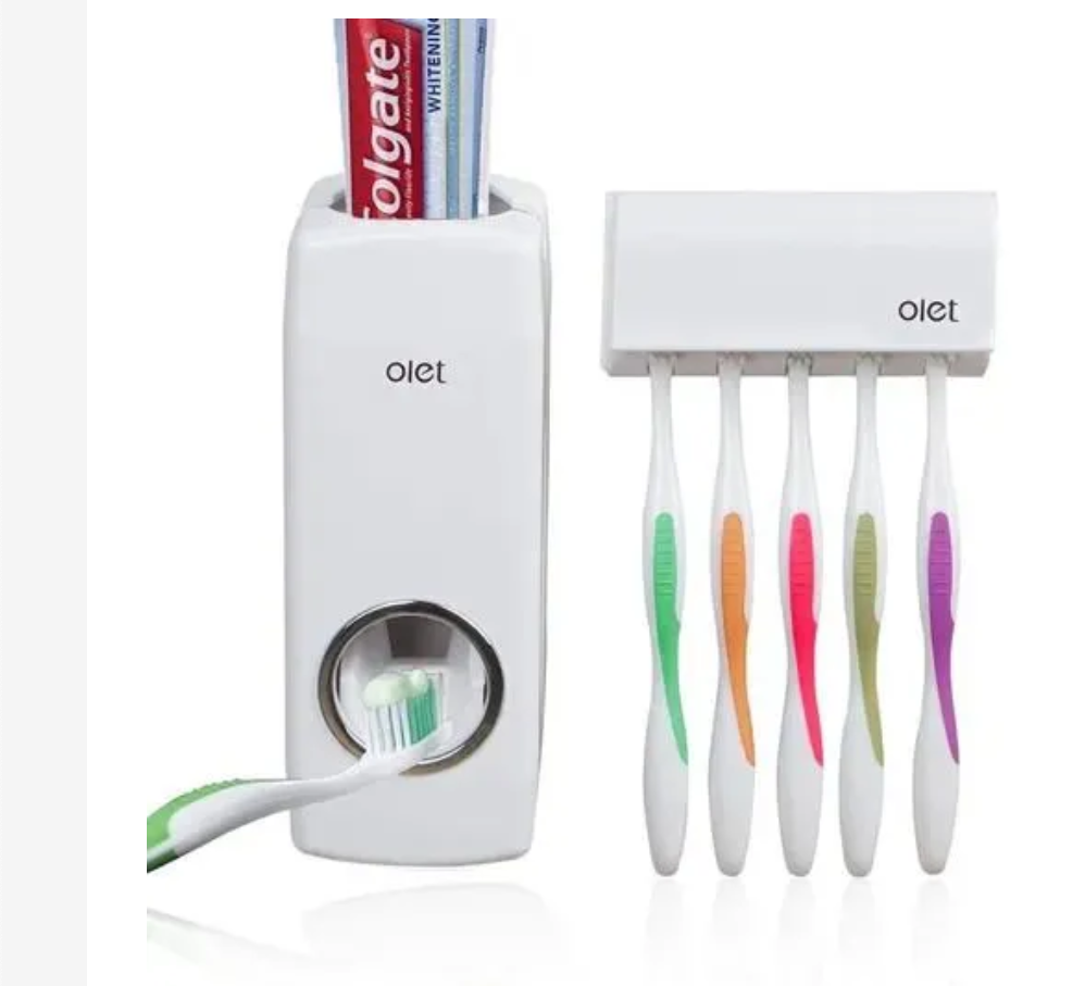 Automatic Toothpaste Dispenser Wall Mount Bathroom Accessories Toothpaste Squeezer Toothbrush Holder Toothpaste Storage