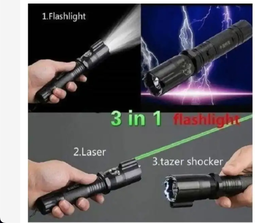 Powerful 3-in-1 Shock Flashlight with Laser Pointer & Self-Defense Torch – 288 Type, High-Intensity Stun Gun, Ultra-Bright LED, and Precision Laser for Security & Outdoor Protection