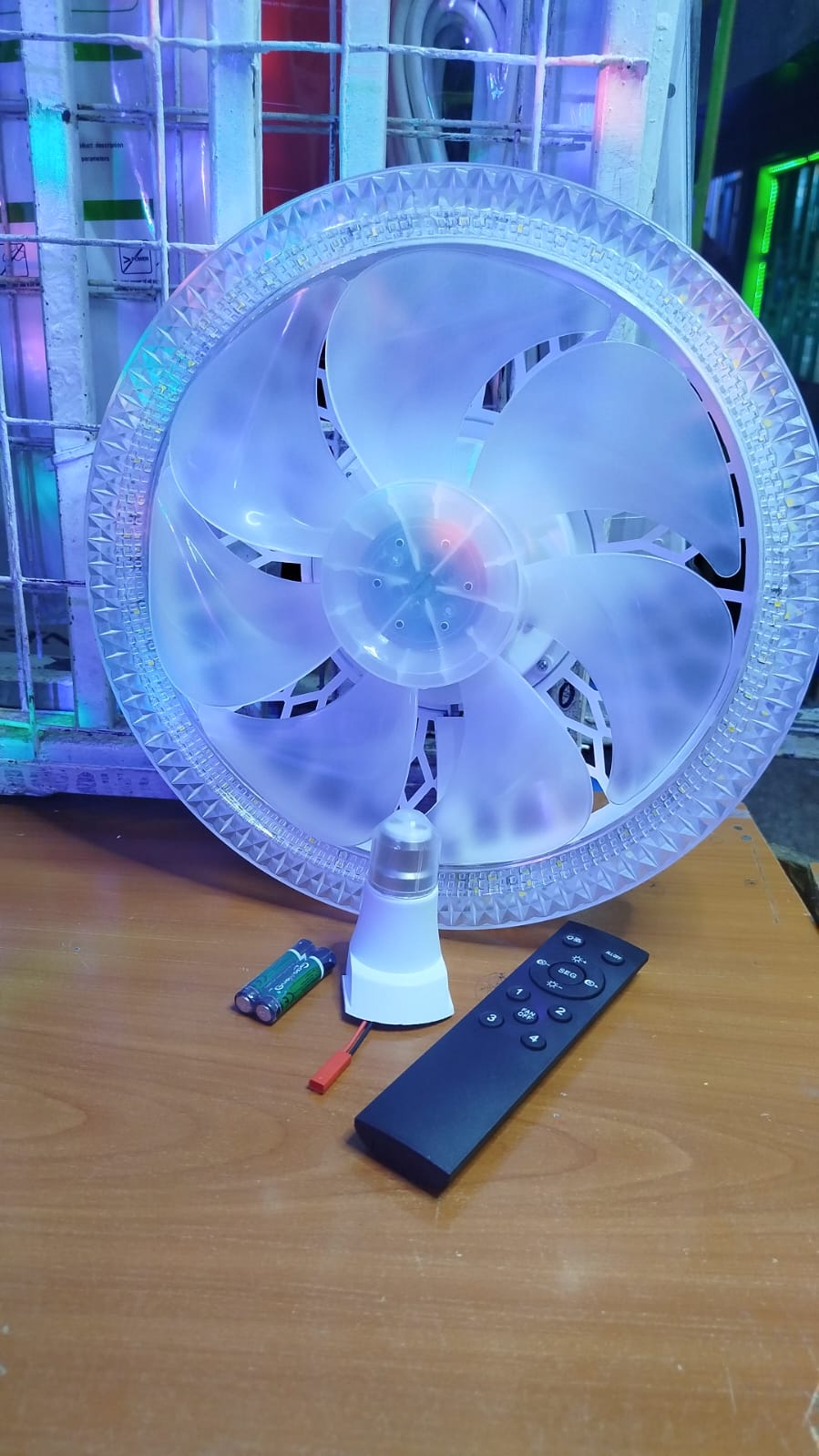 Bulb fan Ceiling fan , fan light , remote controlled , fan bulb ,warm and cold light dimmable kindly watch video below