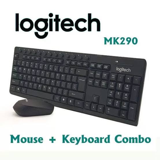 LOGITECH MK290 Combo Wireless Keyboard With Mouse Modern Full Size Layout, High-Quality Membrane Keyboard, Optical Mouse Max