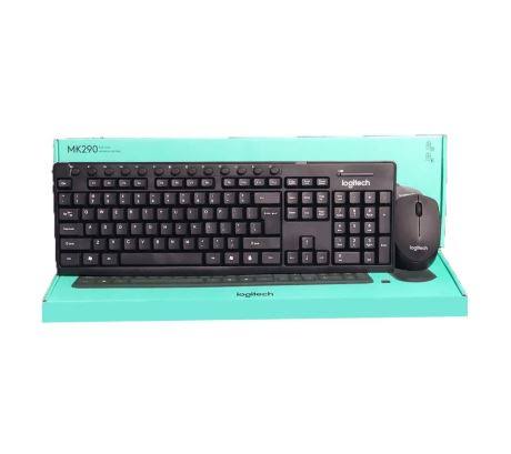 LOGITECH MK290 Combo Wireless Keyboard With Mouse Modern Full Size Layout, High-Quality Membrane Keyboard, Optical Mouse Max