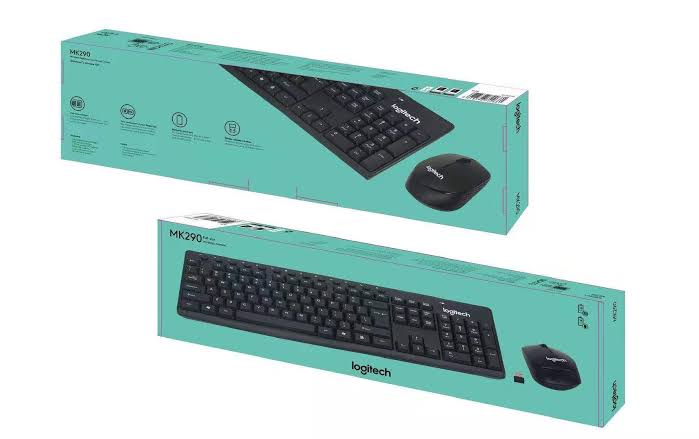 LOGITECH MK290 Combo Wireless Keyboard With Mouse Modern Full Size Layout, High-Quality Membrane Keyboard, Optical Mouse Max