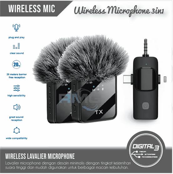 F11-2 Wireless Microphone 3 in 1 For Iphone ,Type C And Camera.