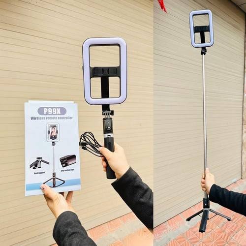 P99X Selfie Stick Tripod with Fill Light & Bluetooth Wireless Remote and Portable Cell Phone Tripods