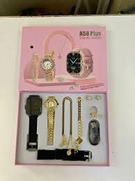 Awalor 7 in 1 set A58 plus Suit with 2 straps Earrings bracelets necklaces set BT Call 2.02inch women smartwatch